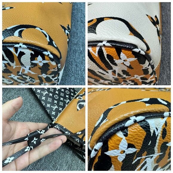 100% Authentic Louis Vuitton Neverfull W/Pouch Leather Tote Bag - Picture 9 of 16